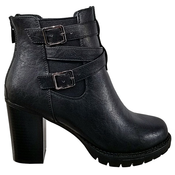 Shoes - New Black Chelse Lug Chunky Heel Ankle Boot Bootie